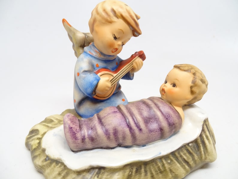 German Hummel 24/1 Heavenly Lullaby Candle Holder, Hand Painted Porcelain Angel with Baby Jesus Figurine, Vintage West Germany image 1