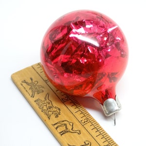 Antique Un-silvered Glass with Tinsel Christmas Tree Ornament, Vintage Holiday Decor image 4