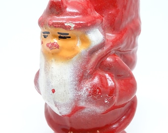 Antique 1940's Santa Candy Container, Vintage Pulp Paper Mache, Hand Painted for Christmas, Retro Decor