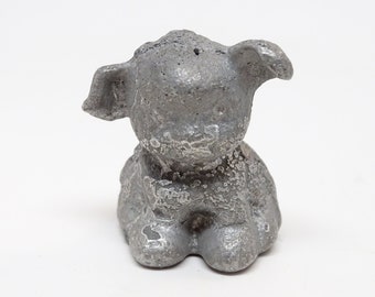 Antique Cast Aluminum BUCKI Advertising Pup Paperweight, Vintage Carbons Ribbons Typewriters Puppy Dog