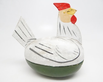 Vintage German Chicken Egg,  Chick Candy Container for  Easter, Hand Painted