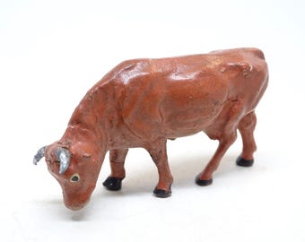Antique 1940's German Bull Toy, for Christmas Putz Nativity Creche,  Vintage Cow