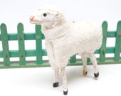 Antique 1930 39 s German 2 1 4 Inch Wooly Sheep, for Putz or Christmas Nativity, Vintage Easter