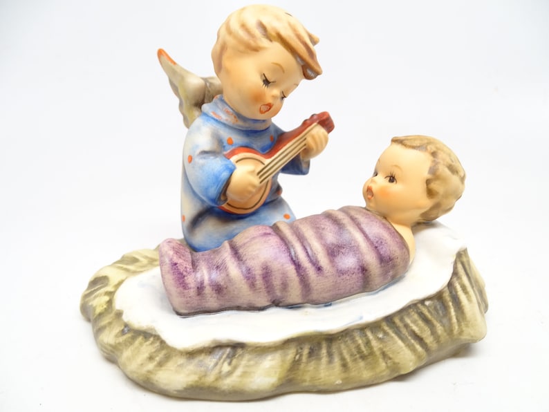 German Hummel 24/1 Heavenly Lullaby Candle Holder, Hand Painted Porcelain Angel with Baby Jesus Figurine, Vintage West Germany image 2
