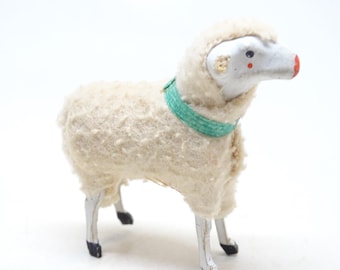 Antique 1930's German 2 1/4 Inch Wooly Sheep, for Putz or Christmas Nativity, GERMANY