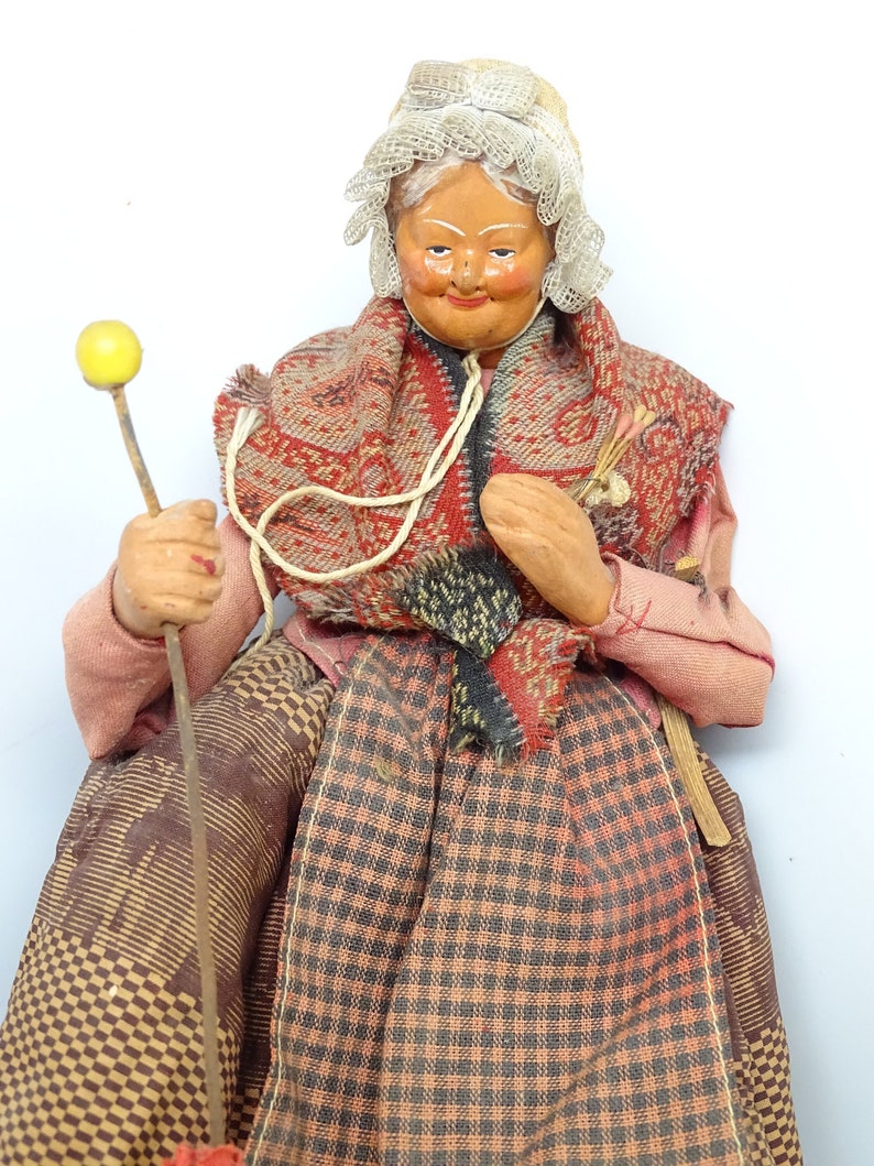 Vintage French Creche Doll Santon De Provence Simone Jouglas Depose Clay Folk Art for Christmas Putz image 1