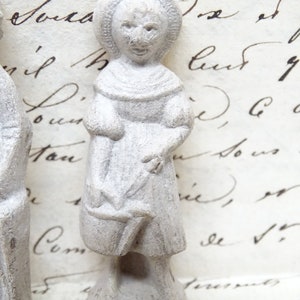 Antique Miniature French Un-Painted Composite Man & Woman Vintage Toys for Putz or Nativity, Doll House image 3