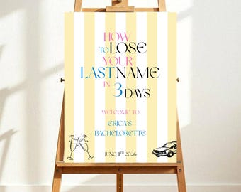 Editable How to Lose Your Last Name in _ Days Bachelorette Welcome Sign (Digital Download)