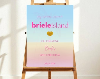 Editable Birthday Island Inspired Welcome Sign, Tropical Beach Canva Template (Digital Download)