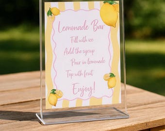 Lemonade Bar Sign, Mocktail Print, Freshly 21 Birthday, Graduated Baby Bridal Shower (Digital Download)