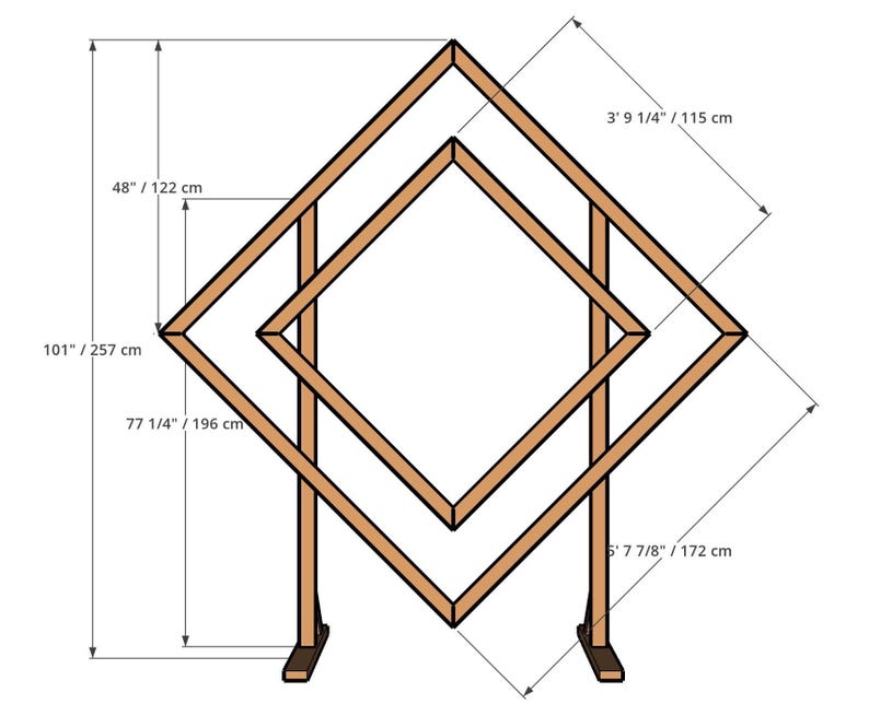 Wedding Arch Plans | DIY Geometric Diamond Backdrop | Boho Ceremony Arbor | 3D Model image 3