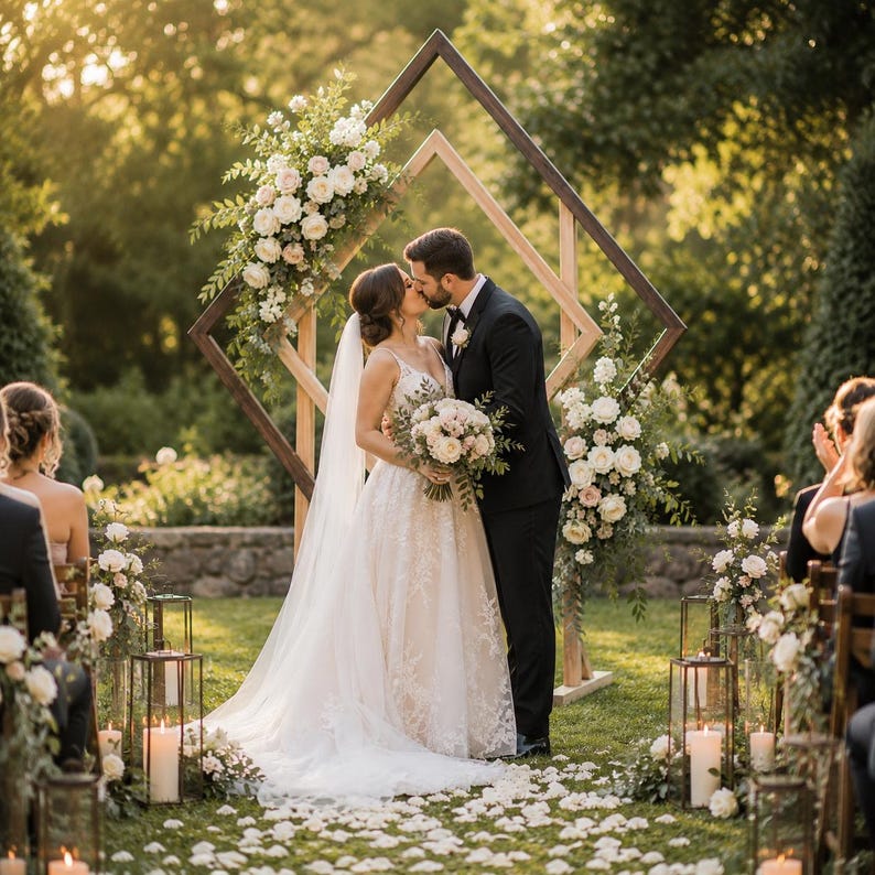 Wedding Arch Plans | DIY Geometric Diamond Backdrop | Boho Ceremony Arbor | 3D Model image 2