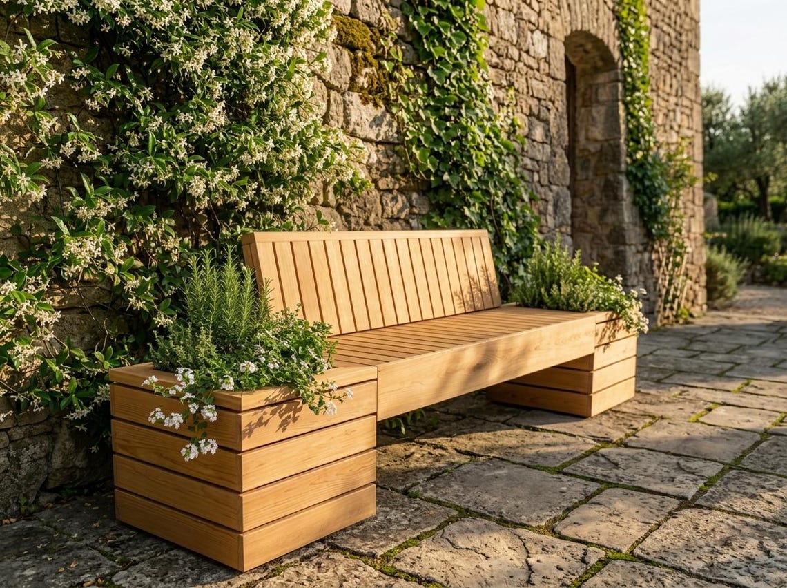 Planter Bench Plans | DIY Cedar Outdoor Seat PDF Imperial and Metric ...