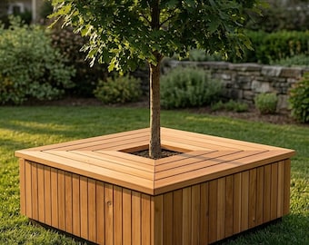 Planos para banco de árbol / Planos modernos de carpintería de cedro para jardín (hágalo usted mismo)