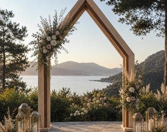 Wedding Arch Plans | DIY Peaked Wooden Arbor Ceremony Backdrop House PDF | 3D Model