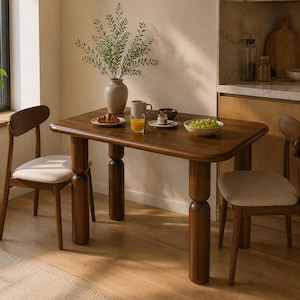 Solid Wood Dining Table, Handmade Kitchen  Table,  Modern Dark Farmhouse Table