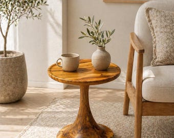 Rustic Round Wood Small Coffee Table