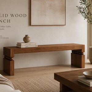 Solid Oak Sofa Console Table, Behind Couch, Narrow Entryway Table, Japandi Mid Century Design image 3