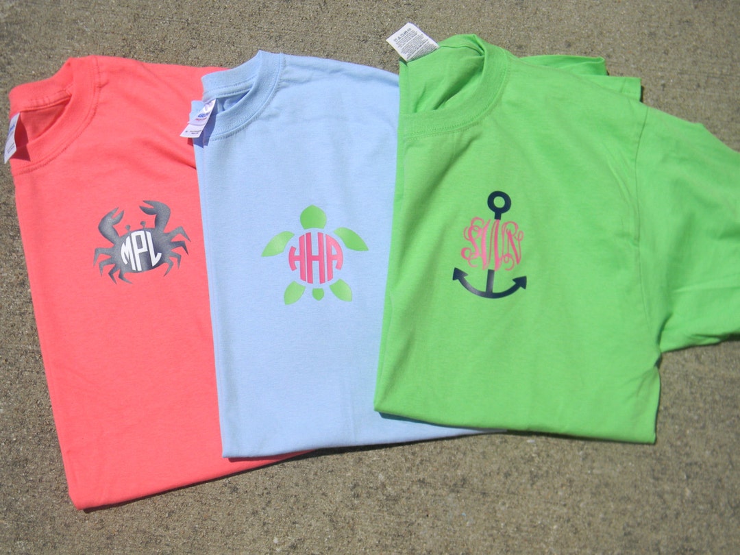 Monogram Chevron Pocket Anchor Crab Women's Tee - Etsy