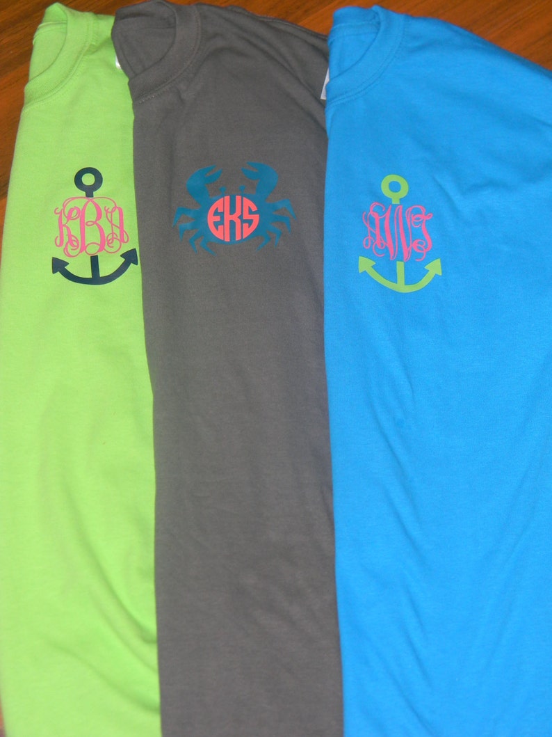 Monogram Chevron Pocket Anchor Crab Women's Tee - Etsy