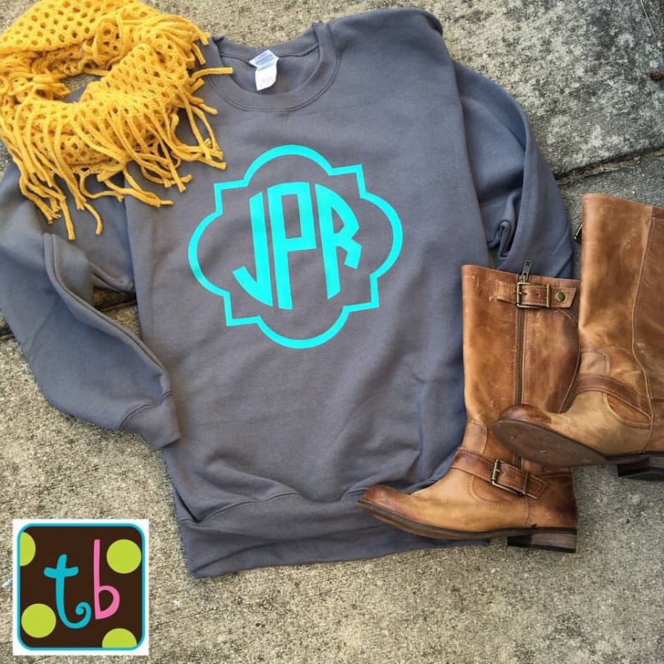 Quatrefoil Monogrammed Sweatshirt Personalized Sweatshirt Monogram Sw…