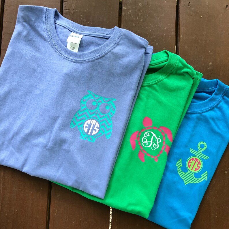 Summer Monogram Monogrammed Tee Anchor Turtle Watermelon Crab - Etsy