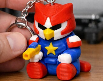 Nebula Scout Hawk Keychain - Hand-Painted Artisan Printed Keyring, Unique Space Bird 3D Fob Collectible