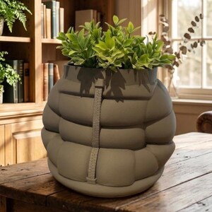 Puffer Jacket Planter Pot with Drainage Tray • 2 Sizes • 36 Colours - Winter Cold Gift, Puffy Coat, Quirky Cute Indoor Succulent Cacti Gift