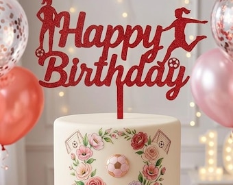 Soccer Happy Birthday Cake Topper + FREE GIFT – Sports Cake Decoration • Boys & Girls Soccer • Party Supplies • Birthday Keepsake