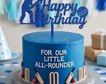 Cricket Happy Birthday Cake Topper + FREE GIFT – Sports Cake Decoration • Boys & Girls Cricketer • Party Supplies • Birthday Keepsake