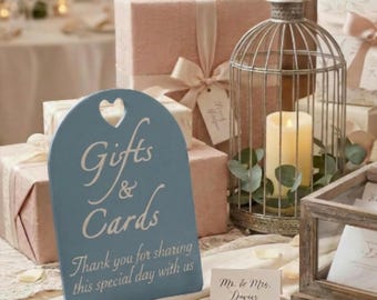 Gifts and Cards Sign + FREE GIFT | Freestanding Tabletop Decor | Custom Colour Options | Wedding Reception Engagement Milestone Birthdays