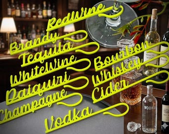 Drink Markers Set of 10 | Glass Name Tags | Custom Colour Options | Fun Barware Wine Charms | Party Drink Labels Cocktail | Alcohol Tags