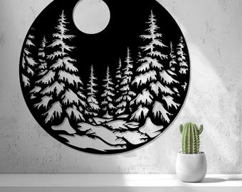 Circular Round Wall Art | Mediterranean Lady | Space Landscape | Snow Forest | 2D Wall Art Hanging | Lounge Bedroom Office | Quirky Gift