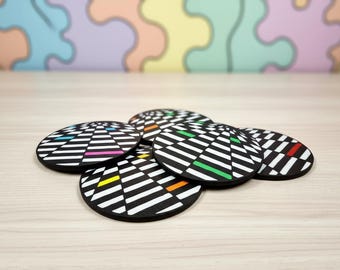 Checkers Optical Illusion Coaster Set | 3D Printed Modern Op-Art | Unique Student Designed Drink Coasters | Funky Home Decor | Set of 4 or 6