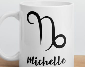 Capricorn Zodiac Mug | Personalized Name Coffee Cup | Minimalist Astrology Gift