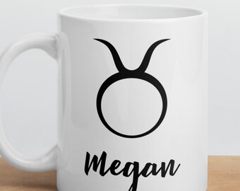 Taurus Zodiac Mug | Personalized Name Mug | Astrology Gift | Minimalist Coffee Cup