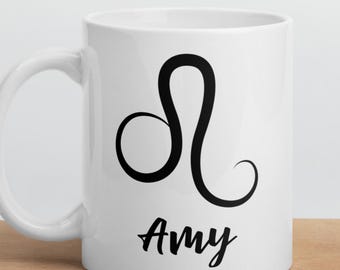 Leo Zodiac Mug | Custom Name Mug | Birthday Gift | Minimalist Horoscope Coffee Cup
