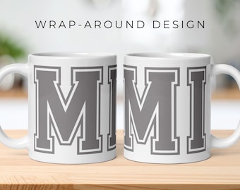 Mimi Varsity Wraparound Mug | Collegiate Grandma Coffee Cup | Baby Announcement Gift