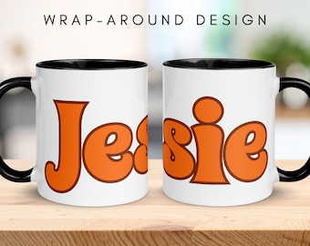 Retro Bold Name Mug | Custom Groovy Typography Coffee Cup | Personalized Gift