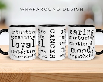 Cancer Horoscope Mug with Colour Handle | Zodiac Descriptions Coffee Mug