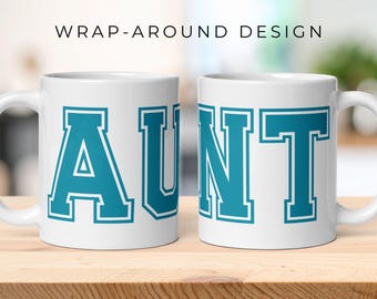 Varsity Aunt Mug | Collegiate Style Coffee Cup | Ceramic Auntie Gift