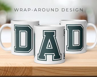 Dad Varsity Wraparound Mug | Trendy Dad Coffee Cup | Minimalist Father Gift