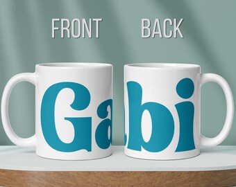 Custom Name Mug, Retro Teal Bold Font, Personalized Coffee Cup (11oz 15oz)