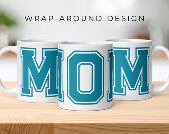 Mom Varsity Wraparound Ceramic Mug | Collegiate Style Coffee Cup