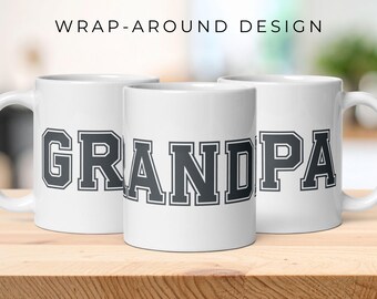 Grandpa Varsity Mug | Collegiate Coffee Cup | Baby Announcement Gift