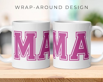 Mama Varsity Wraparound Mug | Trendy Mama Coffee Cup | Minimalist Mom Gift