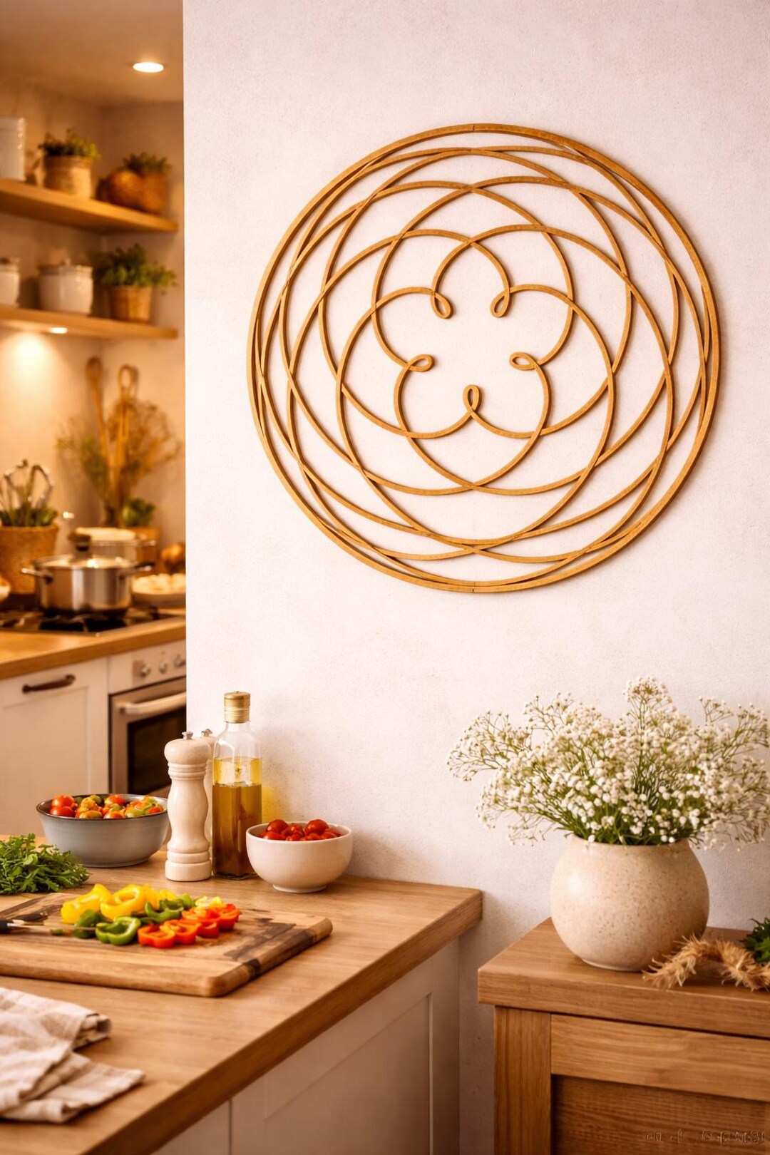 Sacred Geometry Mandala Wooden Wall Art – Flower of Life Inspired Wall ...