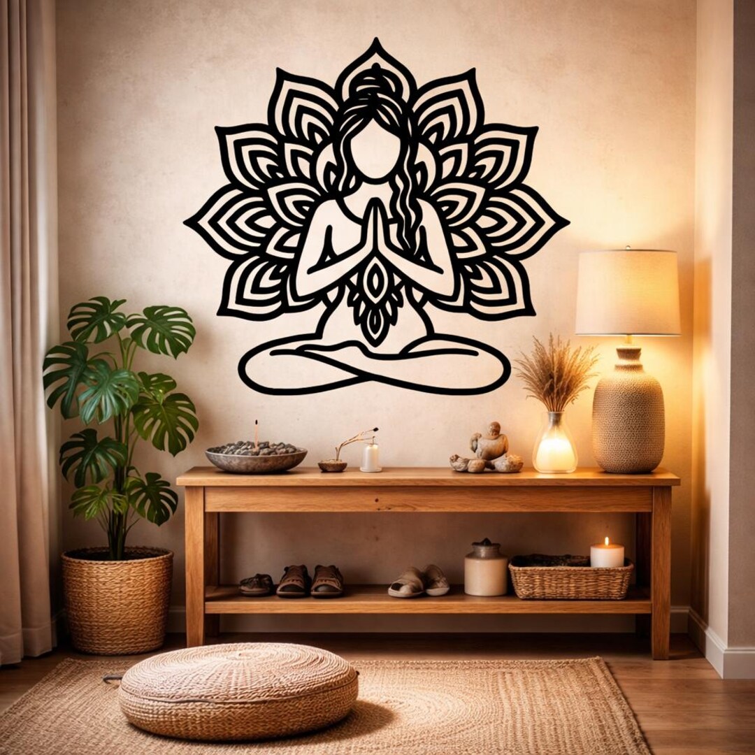 Yoga Meditation Wall Art Wooden Mandala Decor Zen Wall Hanging ...