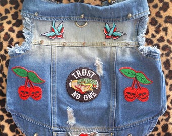 Battle Vest for your Fur Babies, patches & classic stitching, Size L, 20 inch chest
