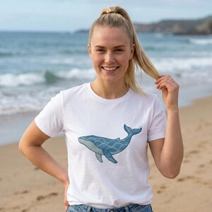 Blue Wave Whale T-Shirt | Ocean Nautical Marine Tee